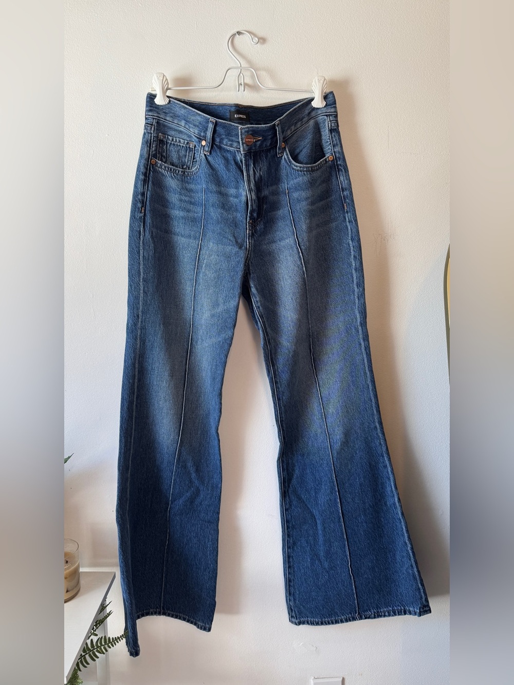 Express Mid Rise Flare Leg Jeans